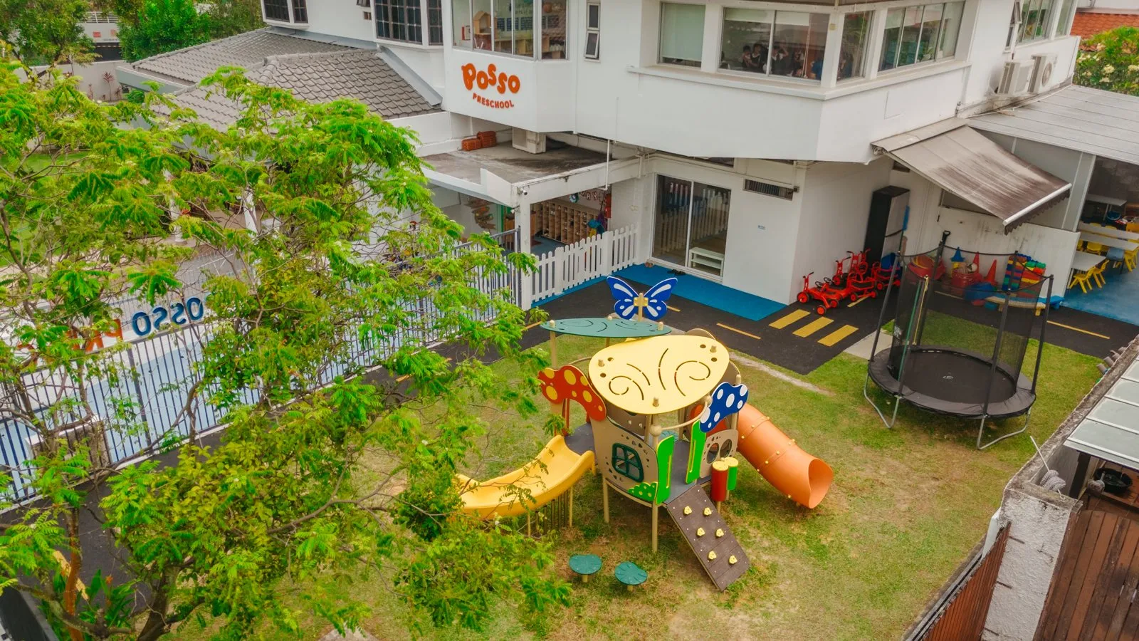 Aerial view of the large garden playground at Posso West Coast Rise
